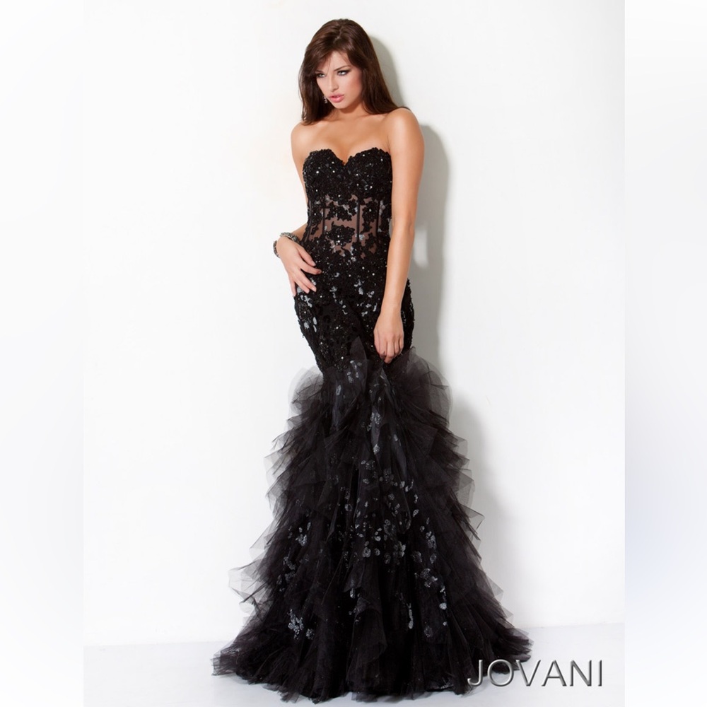 JOVANI PROM DRESS 172008 Elegant Black Strapless Gown